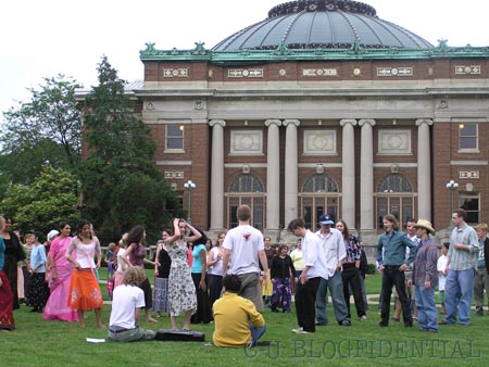Foellinger Auditorium played the part of Harvard University at the end of WITH HONORS (1994)